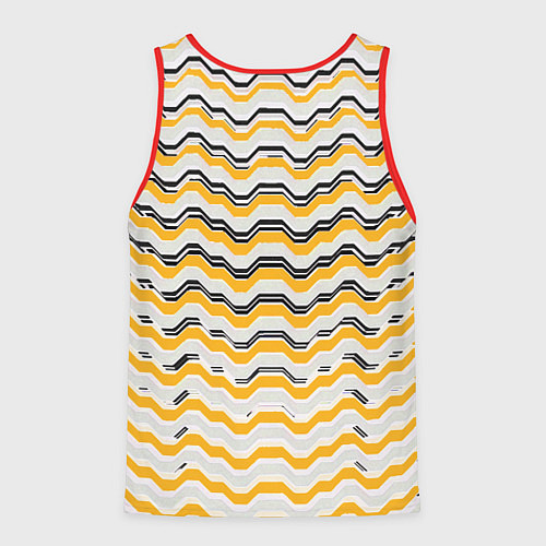 Мужская майка без рукавов Чёрные и жёлтые полосы на белом фоне / 3D-Красный – фото 2