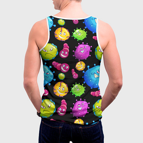 Мужская майка без рукавов Смешные бактерии паттерн / 3D-Белый – фото 4