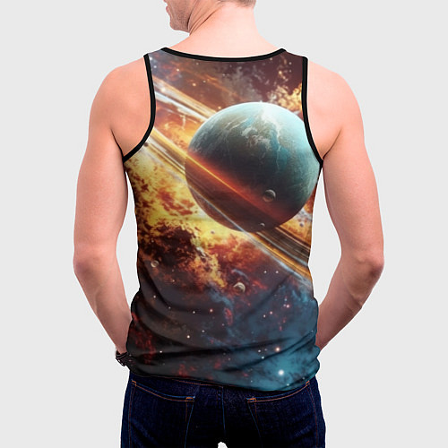 Мужская майка без рукавов Большая планета / 3D-Черный – фото 4