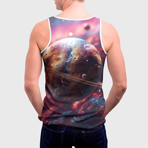 Мужская майка без рукавов Объемный космос и планеты / 3D-Белый – фото 4