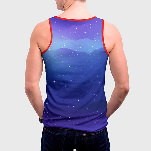 Мужская майка без рукавов Синий космос и звезды / 3D-Красный – фото 4