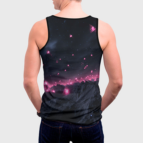 Мужская майка без рукавов Яркие пирамидки в космосе / 3D-Черный – фото 4