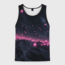 Майка-безрукавка мужская Яркие пирамидки в космосе, цвет: 3D-черный