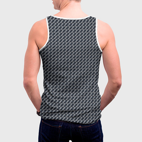 Мужская майка без рукавов Тёмно-синий в мелкий кружочек / 3D-Белый – фото 4