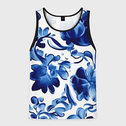 Майка-безрукавка мужская Гжель акварель, цвет: 3D-черный