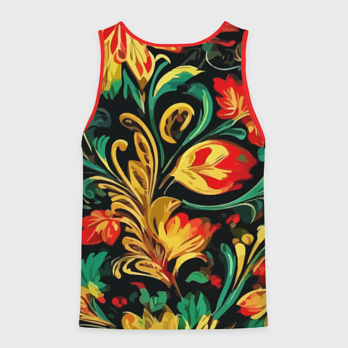 Мужская майка без рукавов Хохлома акварель / 3D-Красный – фото 2