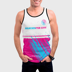Майка-безрукавка мужская Manchester City neon gradient style посередине, цвет: 3D-черный — фото 2