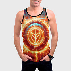 Майка-безрукавка мужская Наэлектризованная кибер поверхность - нейросеть, цвет: 3D-черный — фото 2