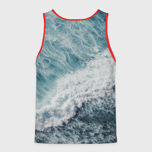 Мужская майка без рукавов Морская бирюзовая волна / 3D-Красный – фото 2