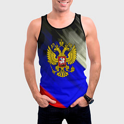 Майка-безрукавка мужская Россия краски герб текстура, цвет: 3D-черный — фото 2