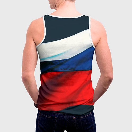 Мужская майка без рукавов Блондинка с косами - флаг России / 3D-Белый – фото 4