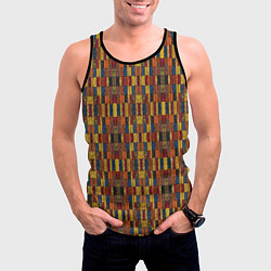 Майка-безрукавка мужская Африканский геометрический узор-паттерн, цвет: 3D-черный — фото 2