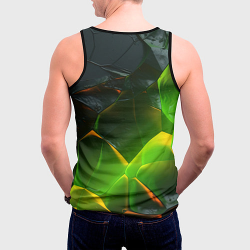 Мужская майка без рукавов Зеленая абстрактная неоновая текстура / 3D-Черный – фото 4
