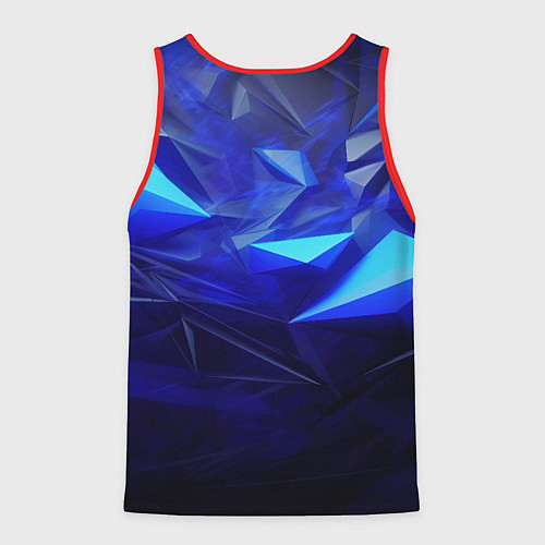 Мужская майка без рукавов Герб России на синей абстракции / 3D-Красный – фото 2