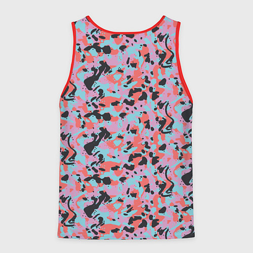 Мужская майка без рукавов Неоновый пиксельный камуфляжный паттерн / 3D-Красный – фото 2