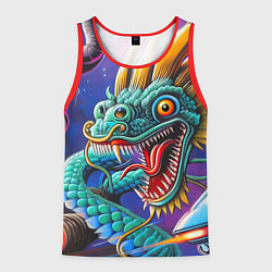 Мужская майка без рукавов Фантастическая космическая композиция с драконом -
