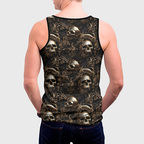 Мужская майка без рукавов Черепа и узоры лакшери / 3D-Черный – фото 4