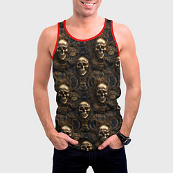 Майка-безрукавка мужская Черепа и узоры лакшери, цвет: 3D-красный — фото 2