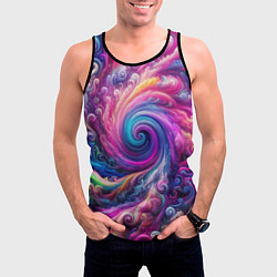 Майка-безрукавка мужская Абстракция, водоворот из ярких красок, цвет: 3D-черный — фото 2