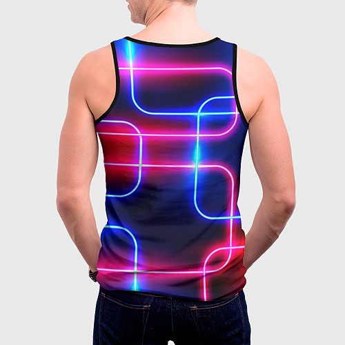 Мужская майка без рукавов Светящиеся неоновые дуги / 3D-Черный – фото 4