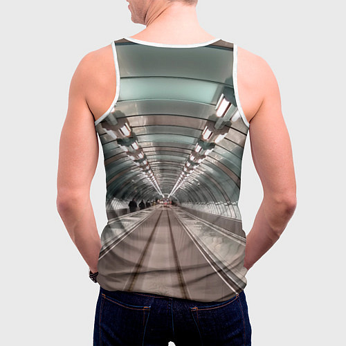 Мужская майка без рукавов Траволатор на станции метро Спортивная в Петербург / 3D-Белый – фото 4
