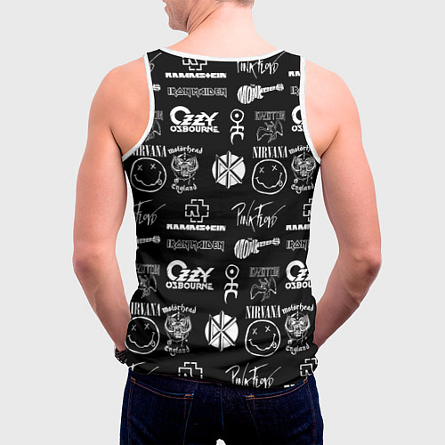 Мужская майка без рукавов Rock band pattern / 3D-Белый – фото 4