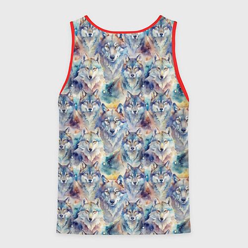 Мужская майка без рукавов Волки паттерн / 3D-Красный – фото 2