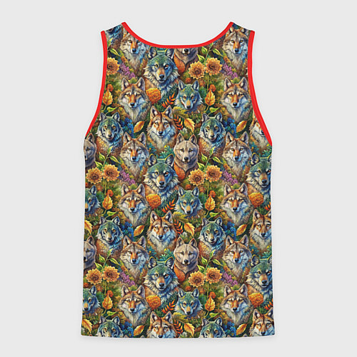 Мужская майка без рукавов Волки паттерн / 3D-Красный – фото 2