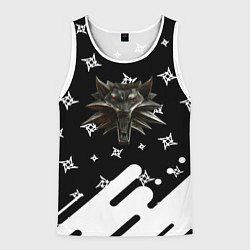 Майка-безрукавка мужская Ведьмак медальён лого паттерн, цвет: 3D-белый