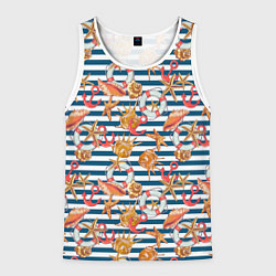 Мужская майка без рукавов Морской узор в полоску