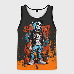 Мужская майка без рукавов Скелет с тыквами