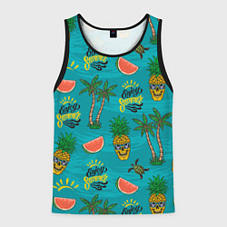 Майка-безрукавка мужская Enjoy summer pattern - pineapple, цвет: 3D-черный