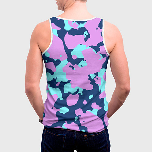 Мужская майка без рукавов Паттерн с сиреневыми и голубыми пятнами / 3D-Белый – фото 4