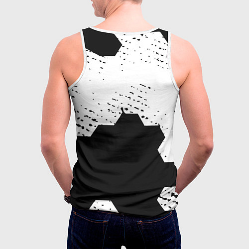 Мужская майка без рукавов Juventus hexagon black sport / 3D-Белый – фото 4
