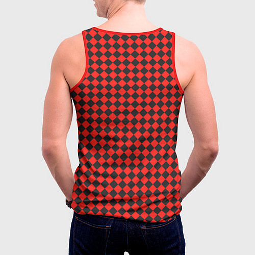 Мужская майка без рукавов Паттерн из квадратов / 3D-Красный – фото 4