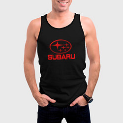 Майка-безрукавка мужская Subaru red logo, цвет: 3D-черный — фото 2