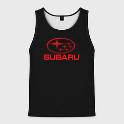 Майка-безрукавка мужская Subaru red logo, цвет: 3D-черный