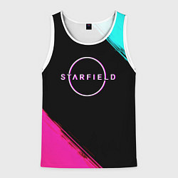 Майка-безрукавка мужская Starfield neon, цвет: 3D-белый