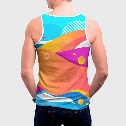 Мужская майка без рукавов Нарисованный кот Шлепа pop art / 3D-Белый – фото 4