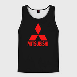 Майка-безрукавка мужская Mitsubishi red logo, цвет: 3D-черный