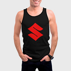 Майка-безрукавка мужская Suzuki red logo, цвет: 3D-черный — фото 2
