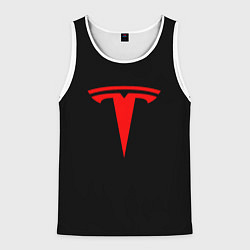 Мужская майка без рукавов Tesla red logo