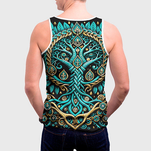 Мужская майка без рукавов Древо жизни - сакральная славянская символика / 3D-Белый – фото 4