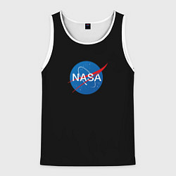 Майка-безрукавка мужская Nasa logo space blue, цвет: 3D-белый