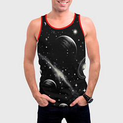 Майка-безрукавка мужская Бескрайний космос - нейросеть, цвет: 3D-красный — фото 2