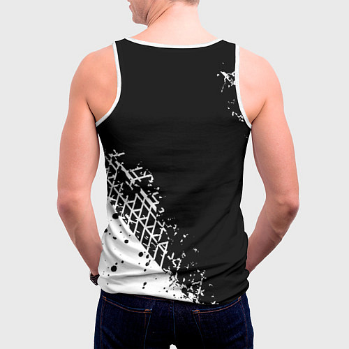 Мужская майка без рукавов Инфинити: следы от шин / 3D-Белый – фото 4