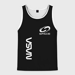 Майка-безрукавка мужская Nasa space logo white, цвет: 3D-белый