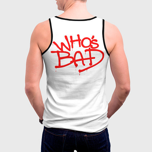 Мужская майка без рукавов Michael Jackson whos bad / 3D-Черный – фото 4