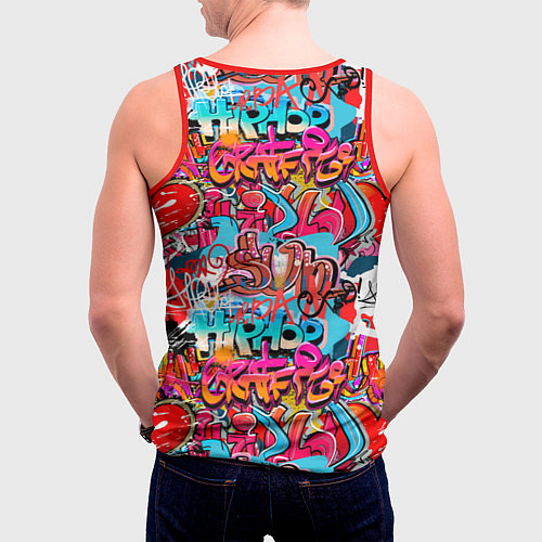 Мужская майка без рукавов Hip hop graffiti pattern / 3D-Красный – фото 4