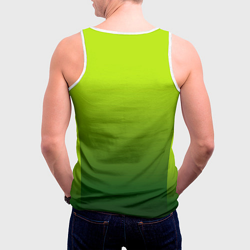 Мужская майка без рукавов Яркий зеленый градиентный комбинированный узор / 3D-Белый – фото 4